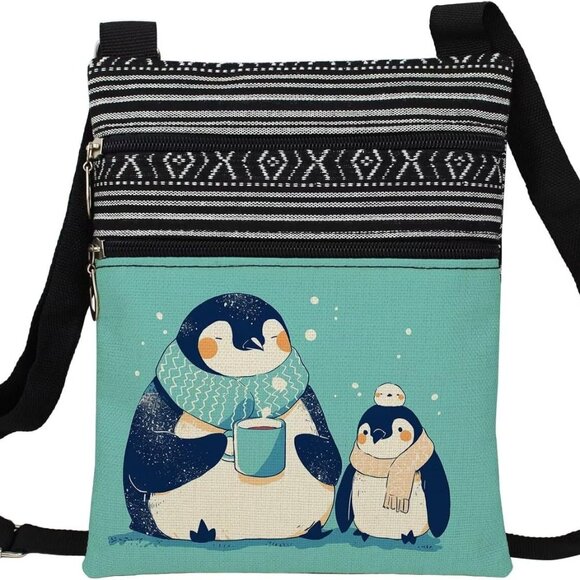 Crossbody Bag Small Ethnic Pattern Printed Adjustable Strap Zipper - Picture 1 of 7